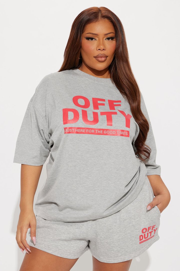 Off Duty Fleece Lounge Short Set - Grey/combo