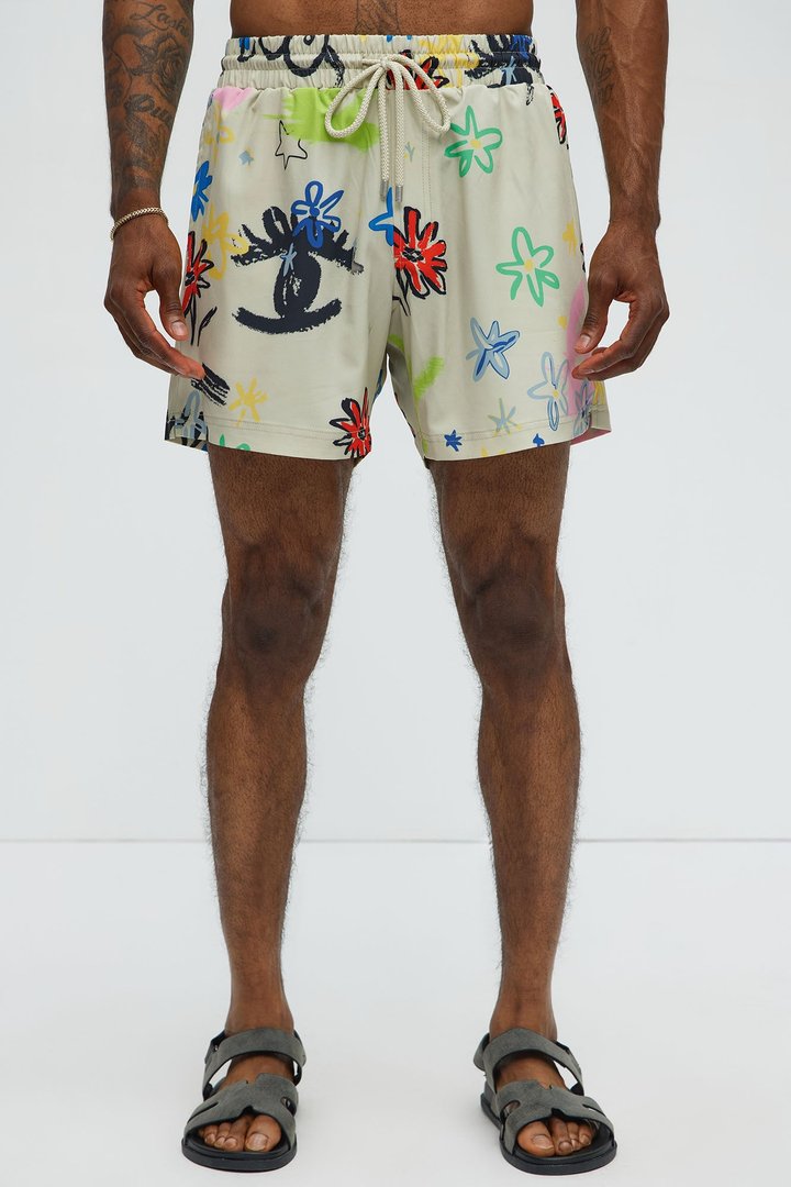 Graffiti Bloom Swim Trunk 6″ - Multi Color