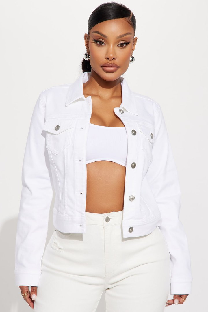 Talking to You Denim Trucker Jacket - White