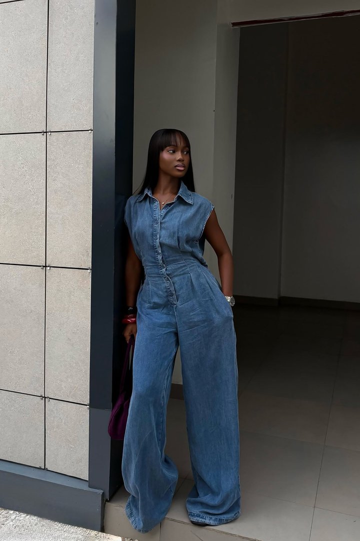 Astrid Chambray Jumpsuit - Medium Wash