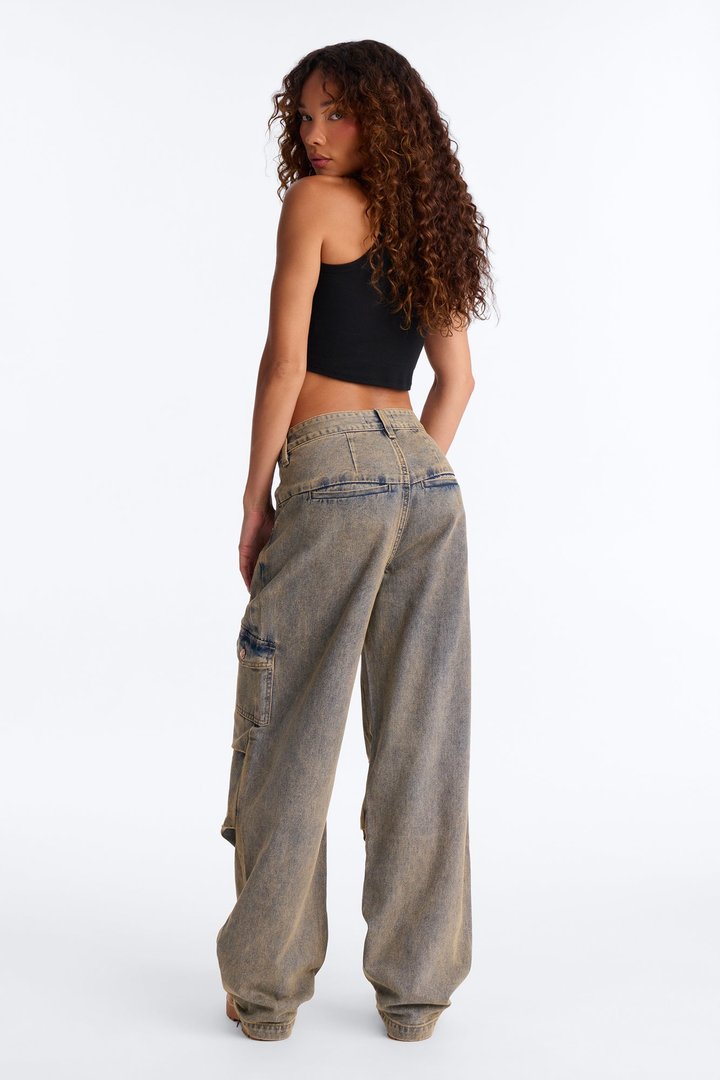 Rosarito Tinted Cargo Jeans - Vintage Wash