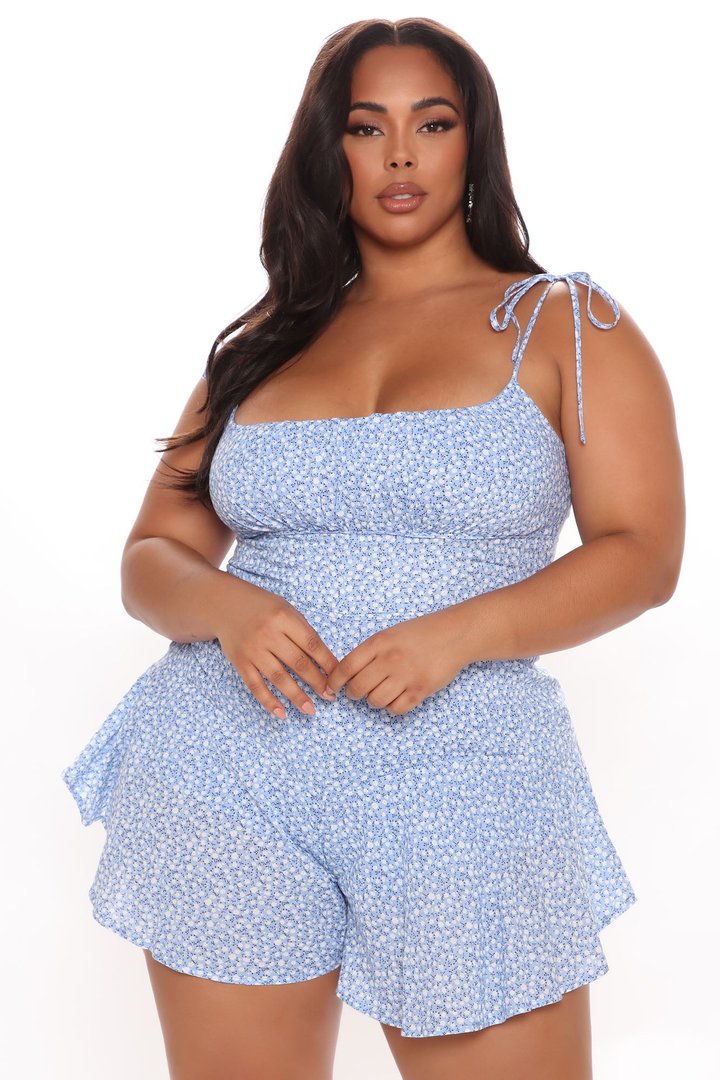 Spring Fling Floral Romper - Blue