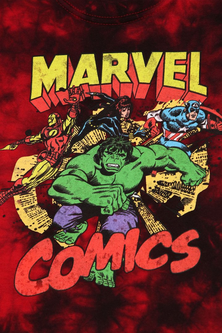 Mini Marvel Comics Tie Dye Tee - Red/combo
