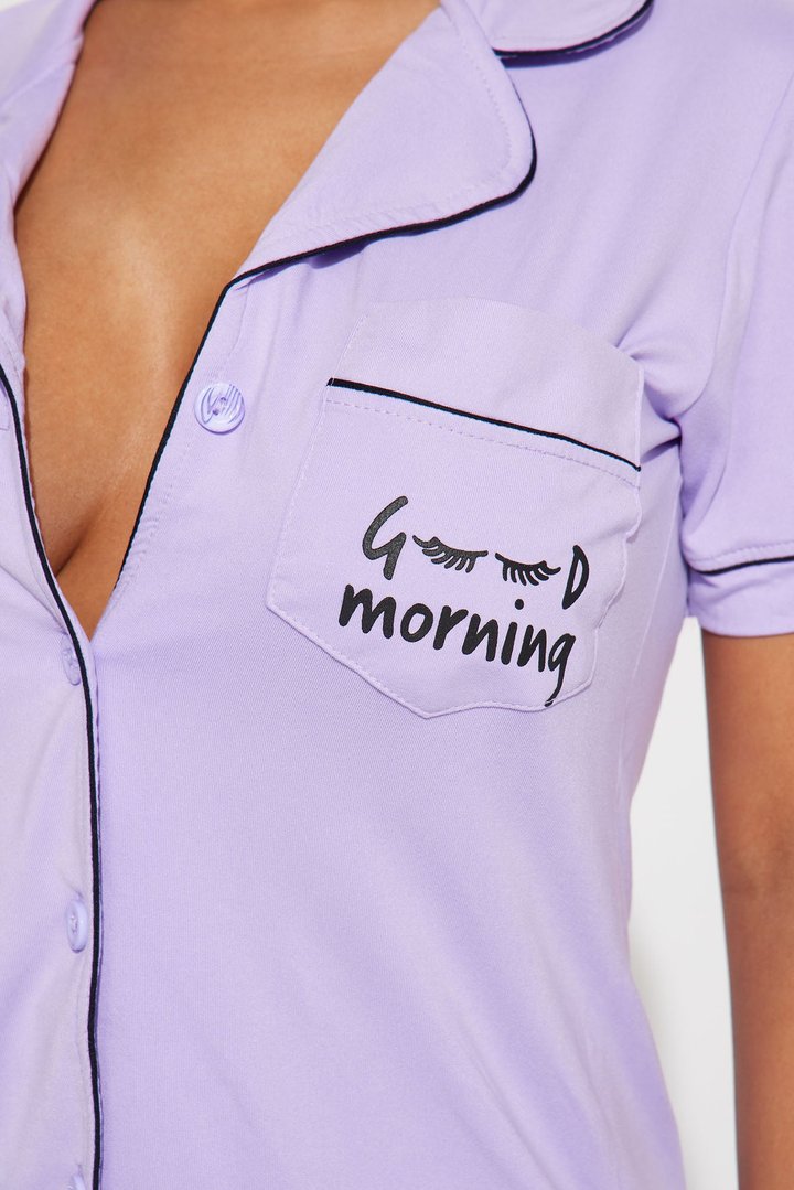 Good Morning Babe PJ Short Set - Purple