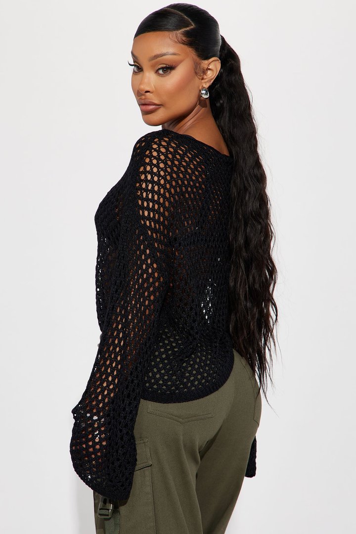 Sun Spirit Crochet Sweater - Black