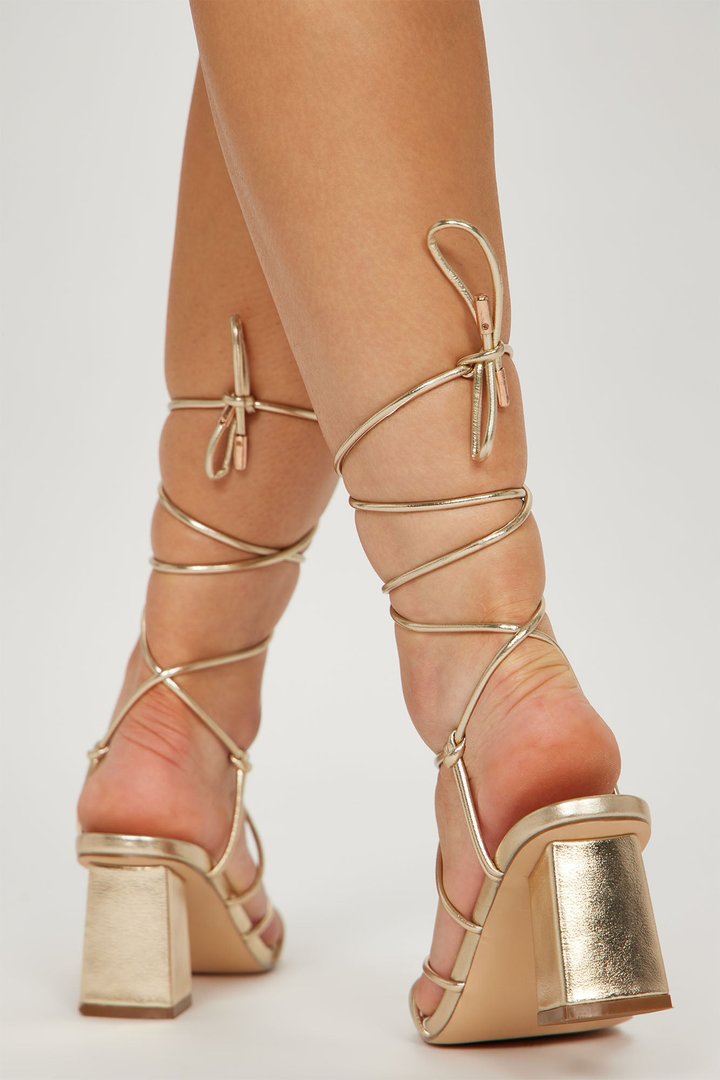Roxanna Wrap Up Heels - Gold