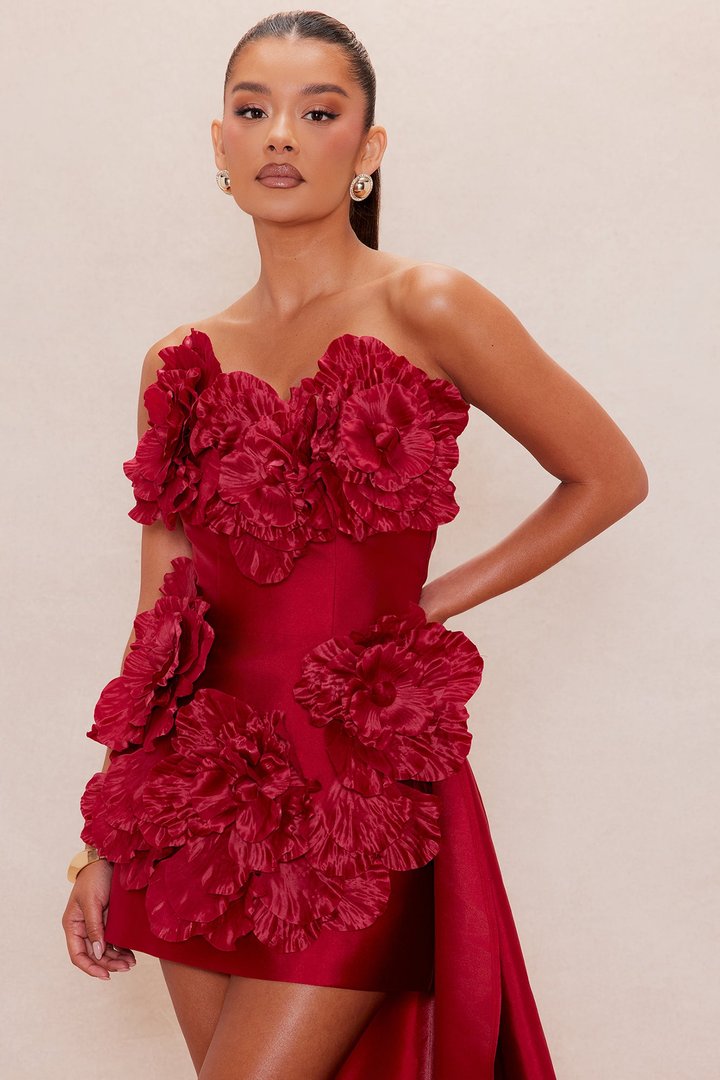 Dara Draped Taffeta Mini Dress - Red