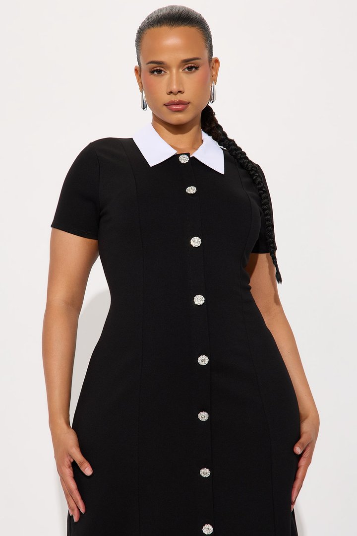 Pretty And Smart Body Sculpting Midi Dress - Black