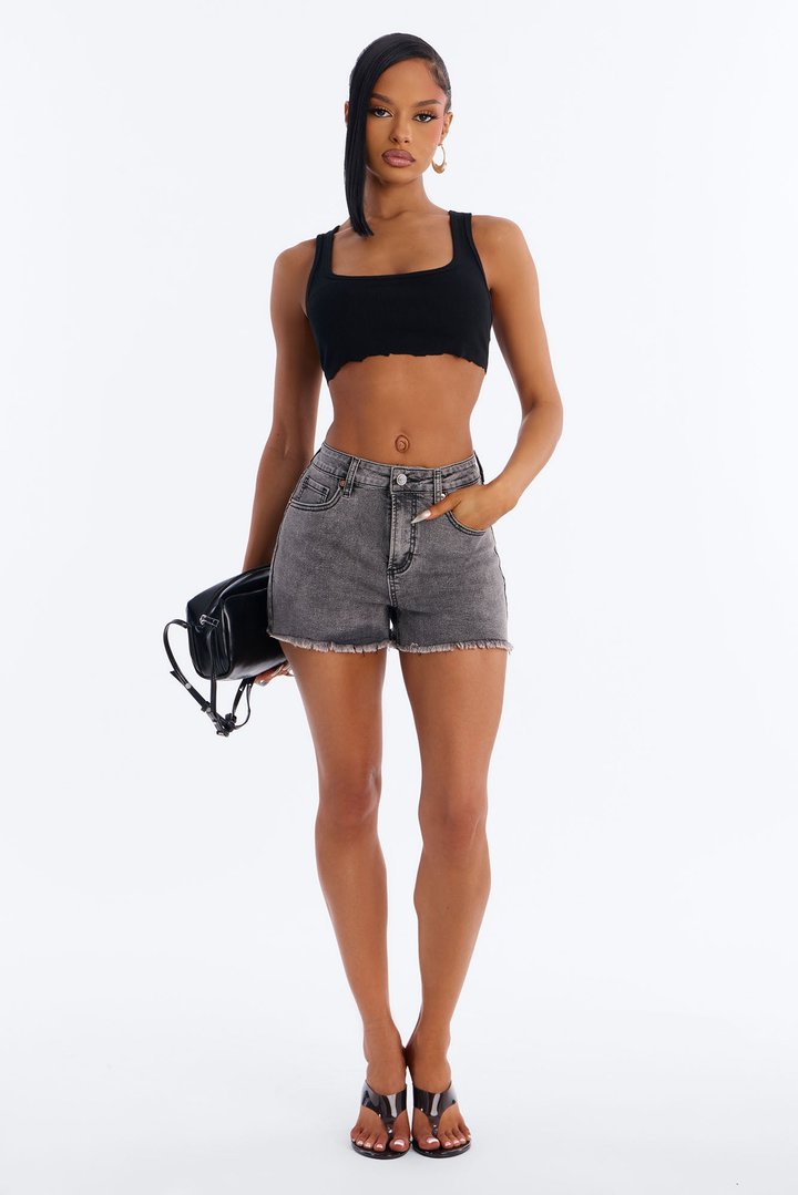 Always My Type Denim Shorts - Grey