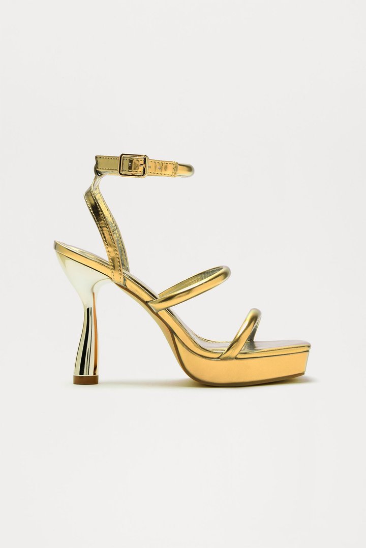 No Vacancy Metallic Heeled Sandals - Gold