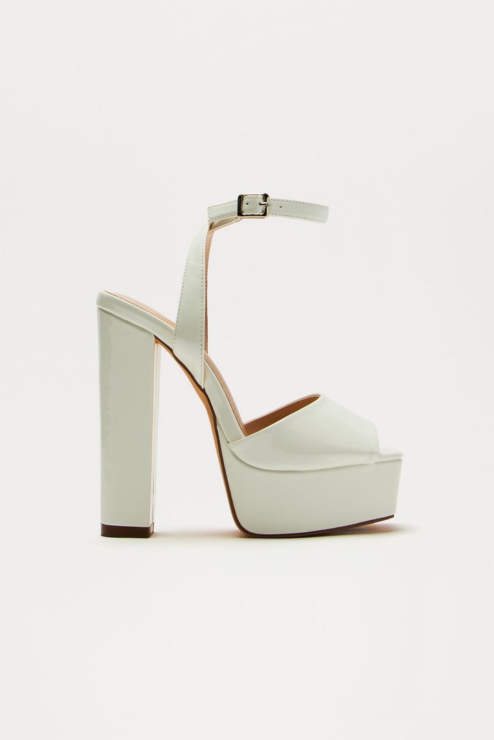 Catalina Platform Block Heels - White