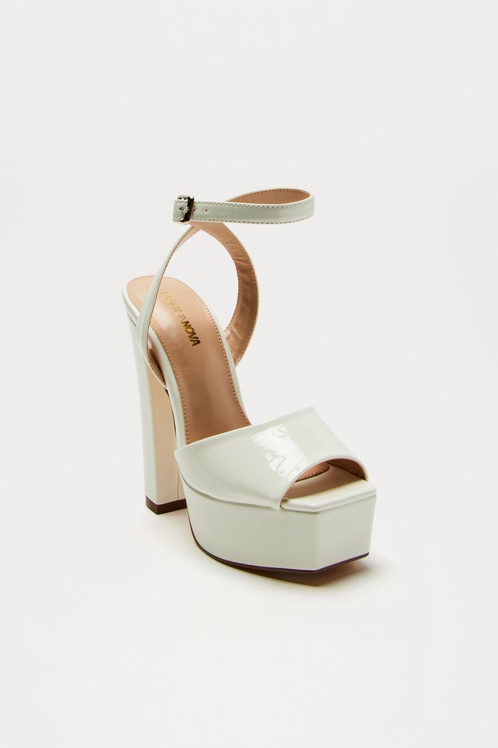 Catalina Platform Block Heels - White