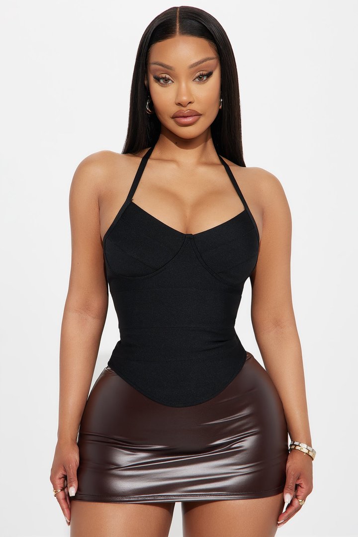 Slow-Motion Bandage Halter Top - Black