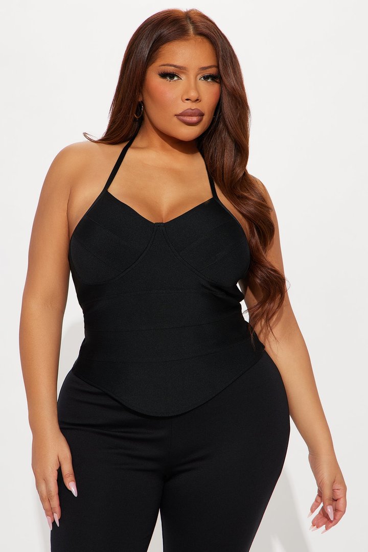Slow-Motion Bandage Halter Top - Black