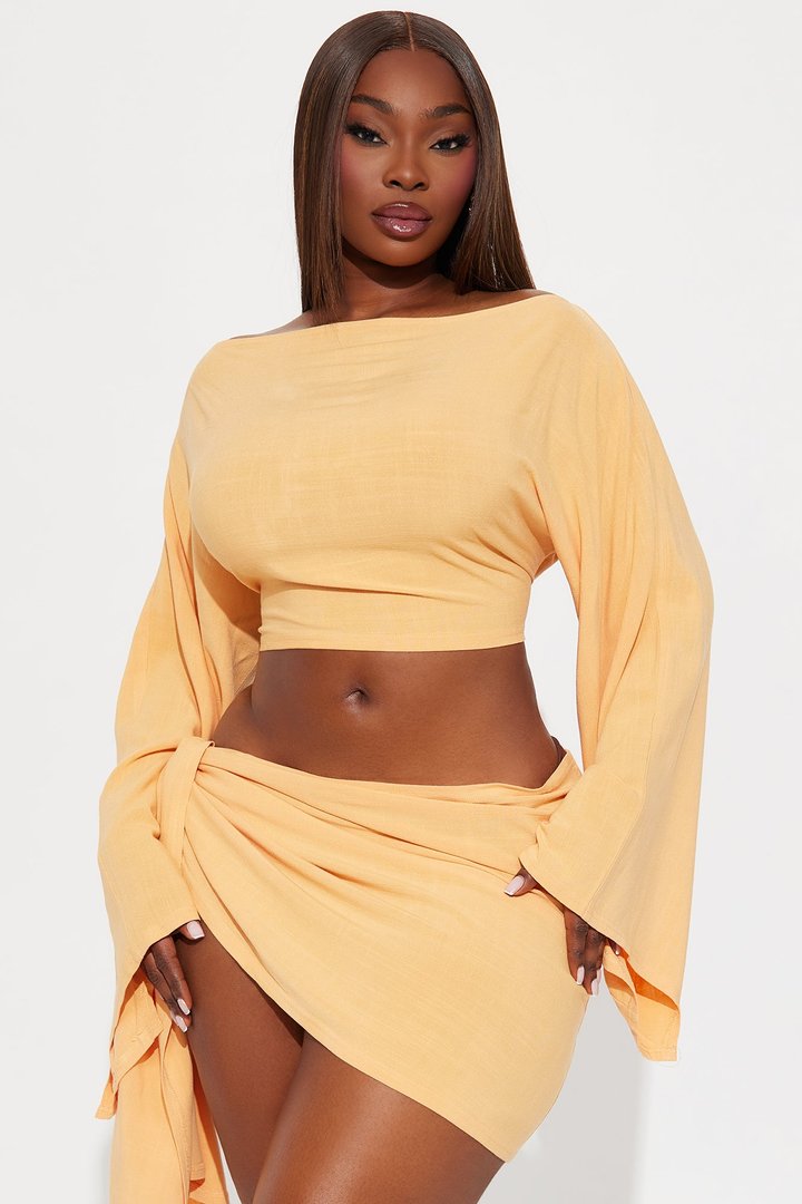 Summer Nights Linen Skirt Set - Peach