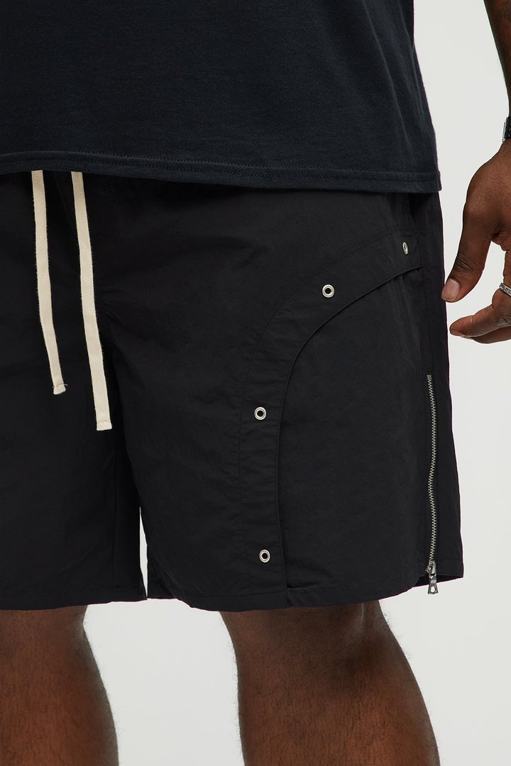 Hardware Relaxed Nylon Shorts - Black