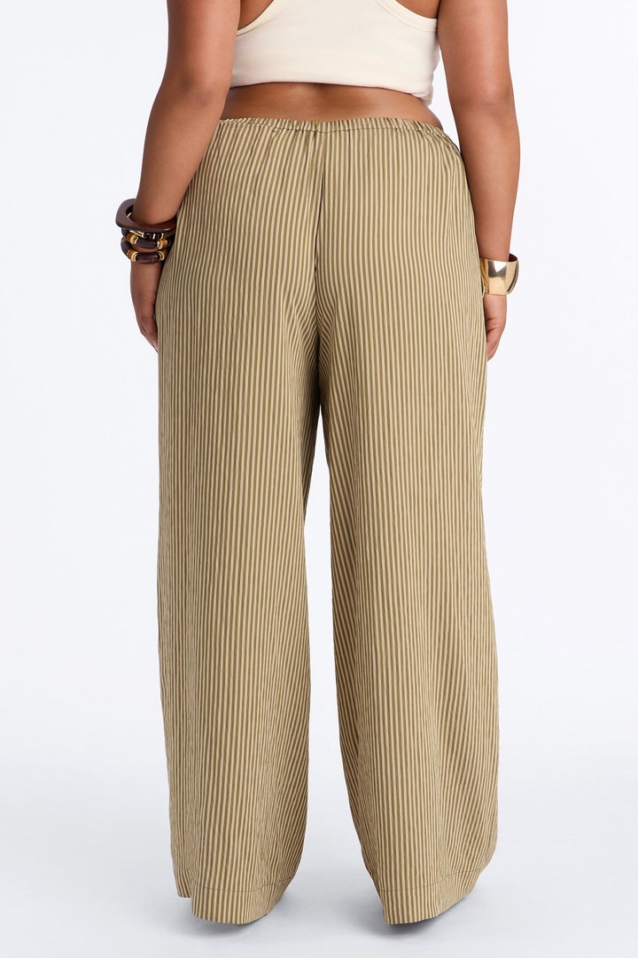 Fawn Stripe Wide Leg Pant 33″ - Olive/combo
