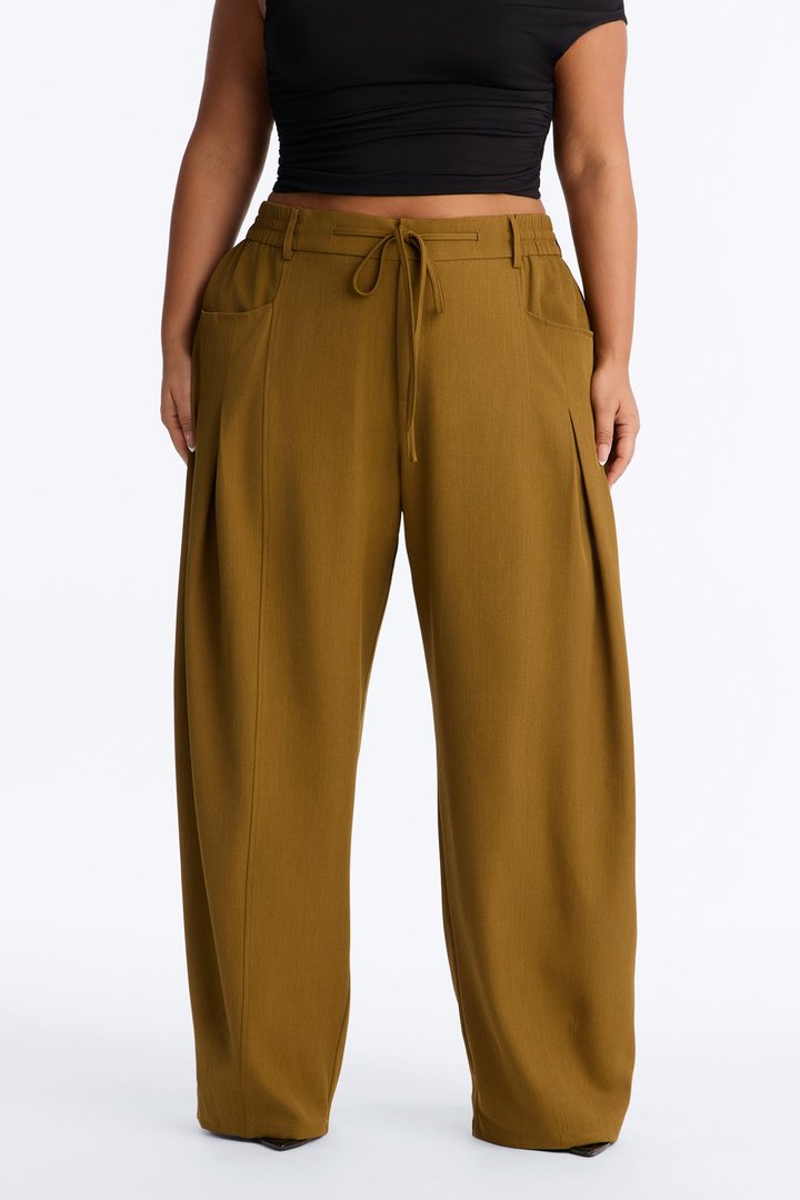 Always Easy Tie Waist Wide Leg Trouser - Olive