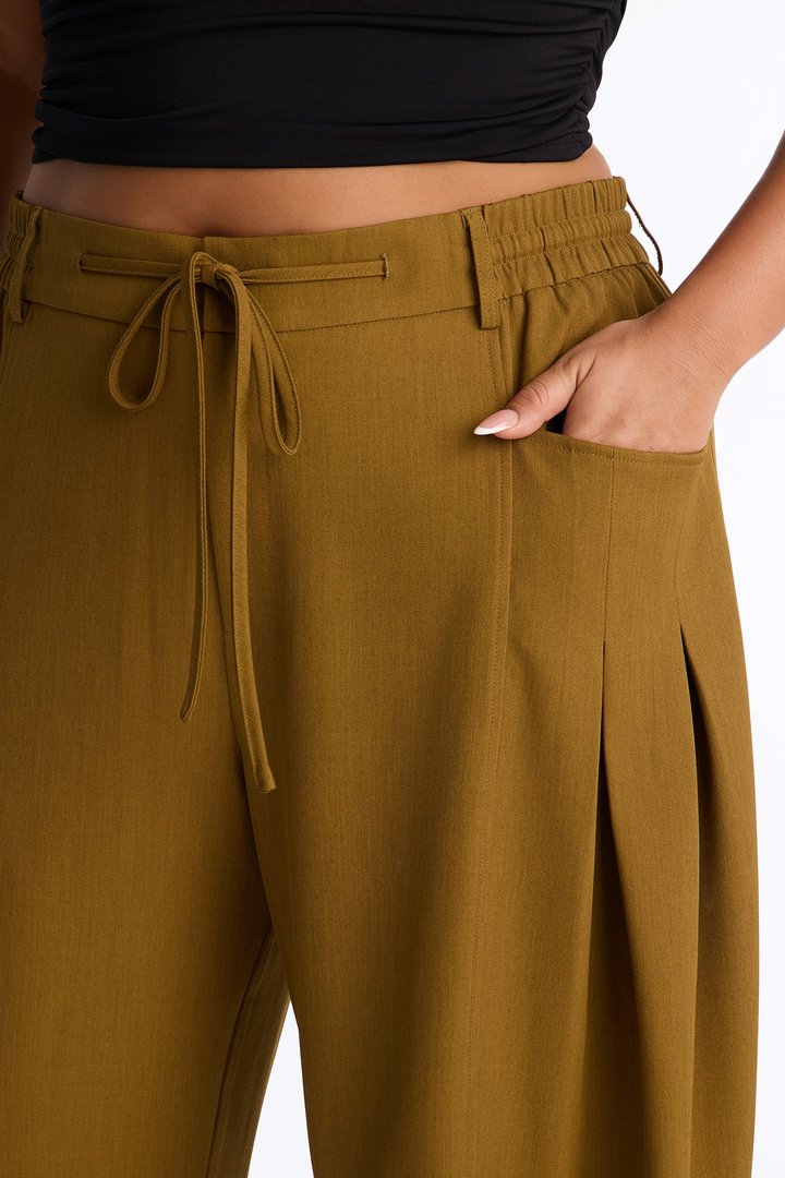 Always Easy Tie Waist Wide Leg Trouser - Olive