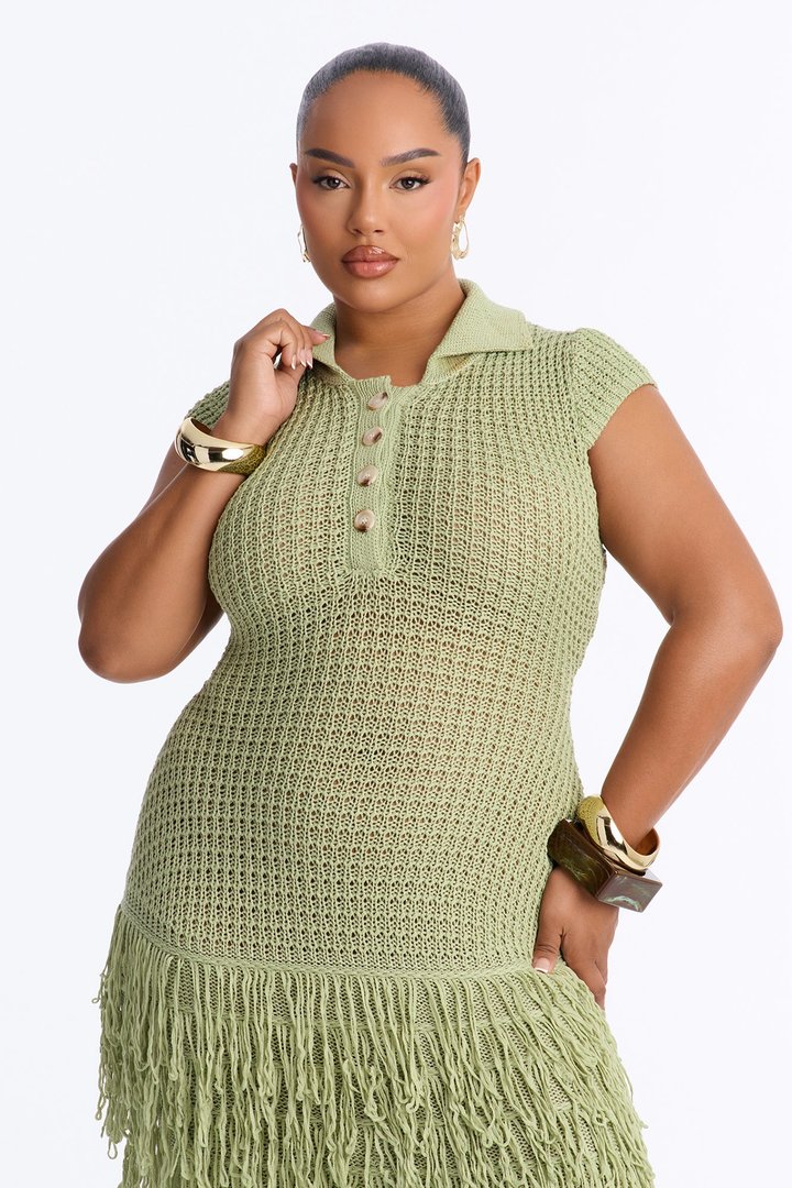 Catalina Crochet Maxi Dress - Green