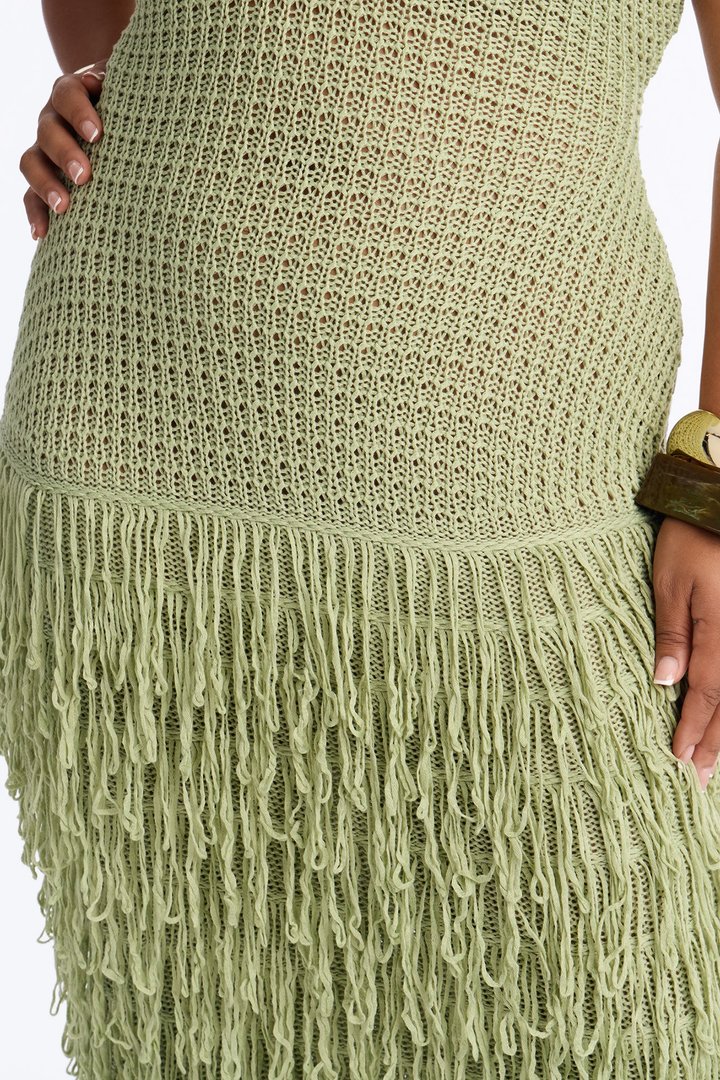 Catalina Crochet Maxi Dress - Green