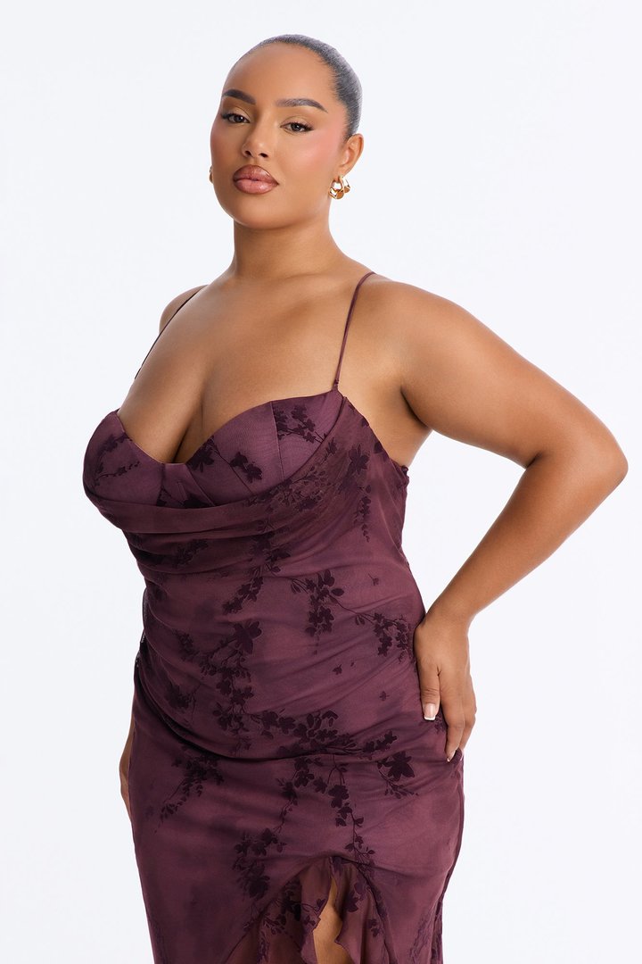 Miley Mesh Maxi Dress - Plum