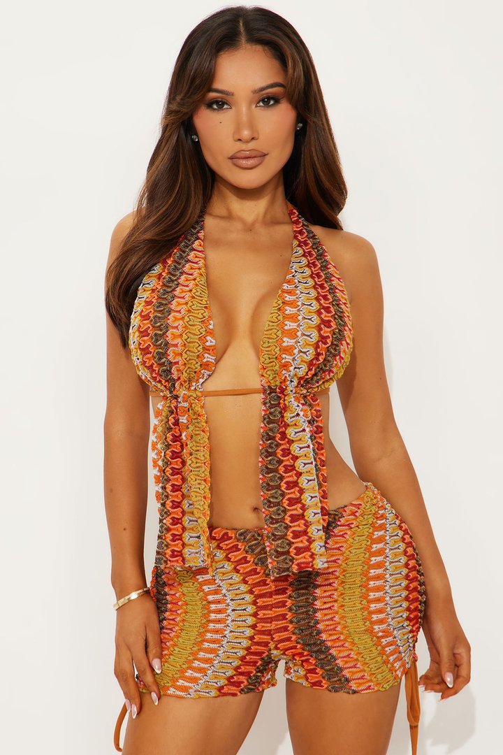 Summer Waves Crochet Short Set - Multi Color