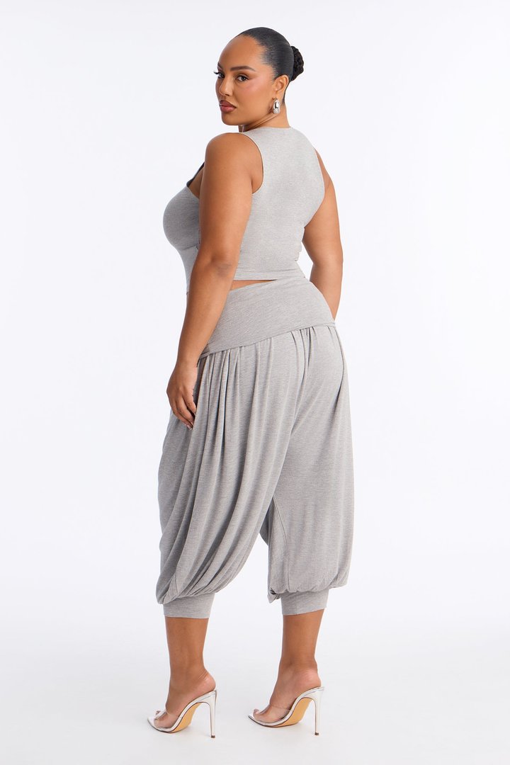 Moonchild Cropped Balloon Pant Set - Heather Grey