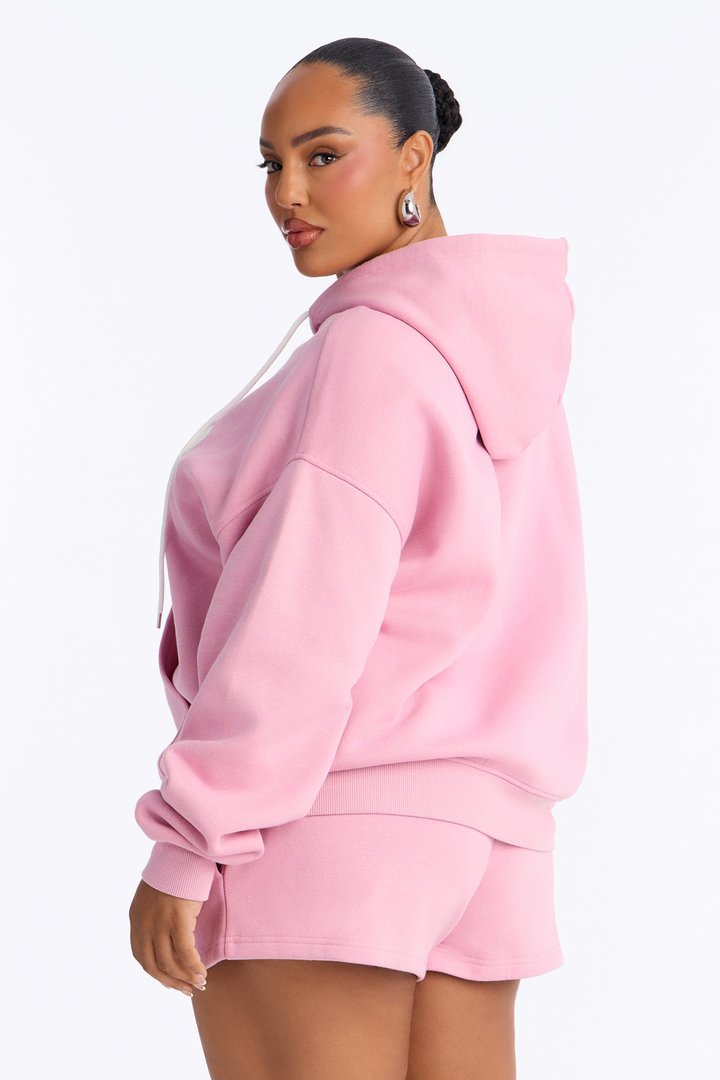 Milano Fleece Zip Up Short Set - Pink