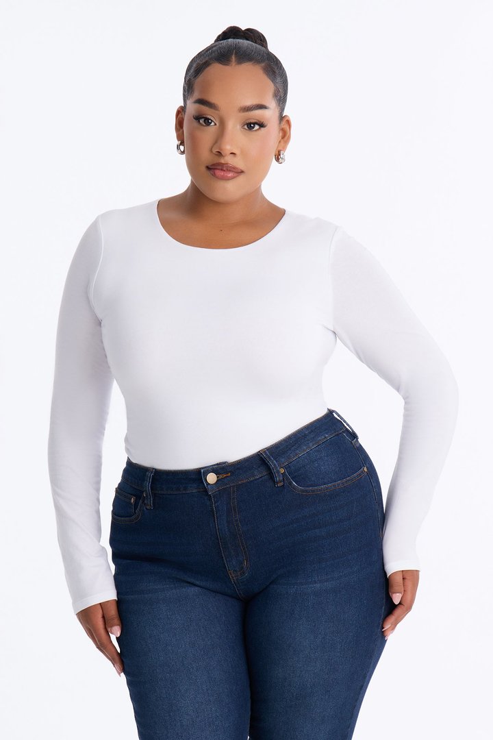 Gianna Double Lined Long Sleeve Top - White