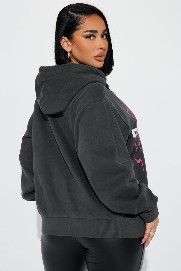 No Distractions Graphic Hoodie - Charcoal