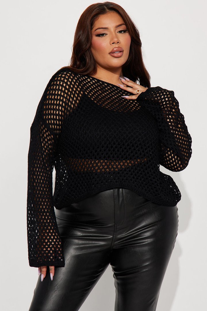 Sun Spirit Crochet Sweater - Black