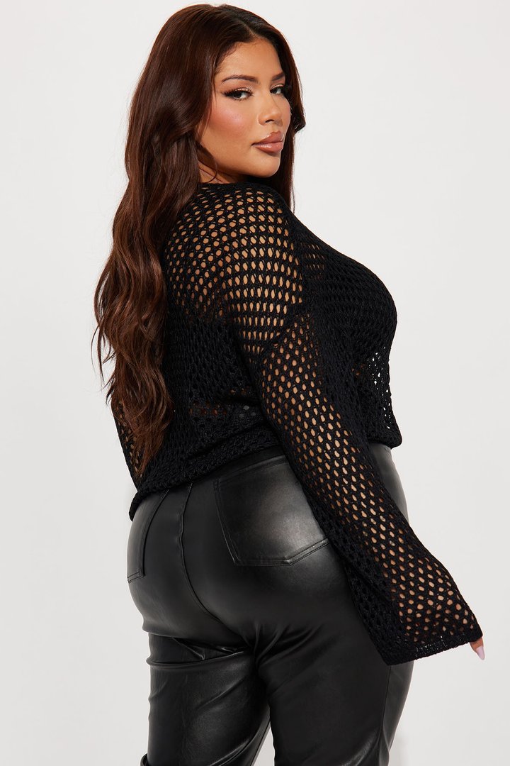 Sun Spirit Crochet Sweater - Black