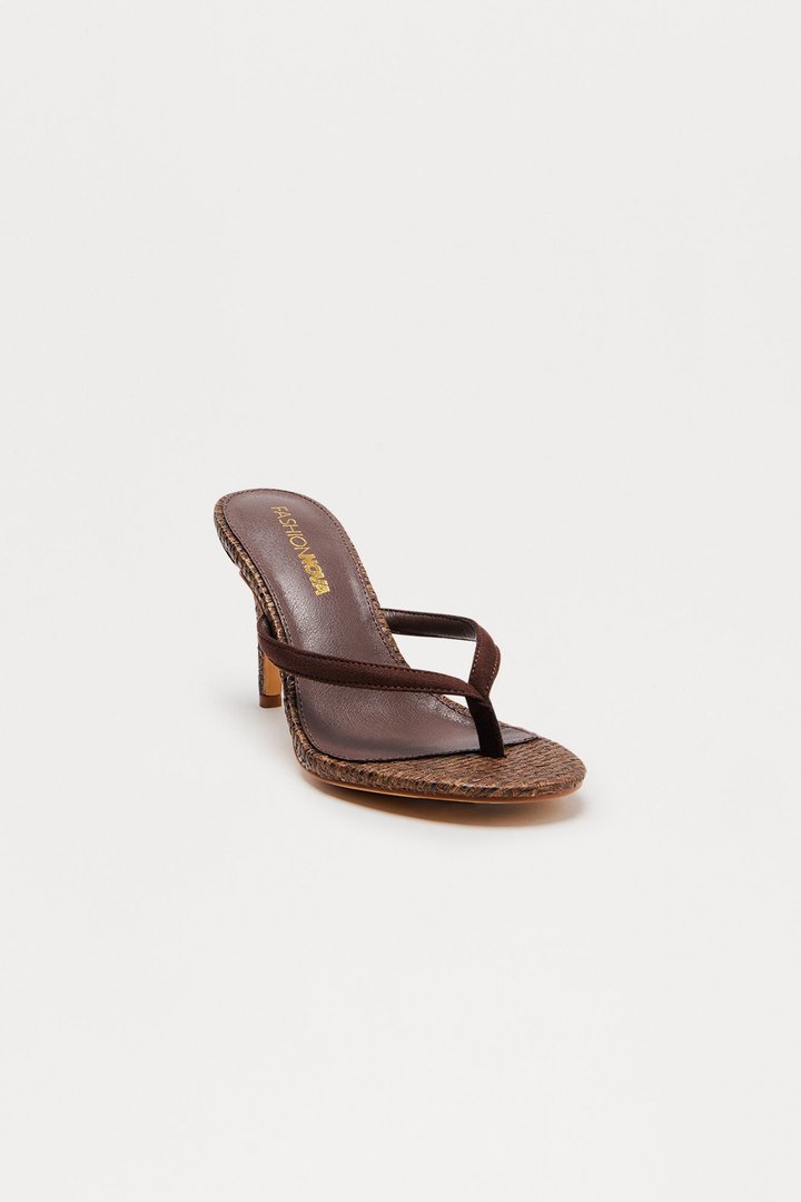 Saros Raffia Thong Mules - Brown