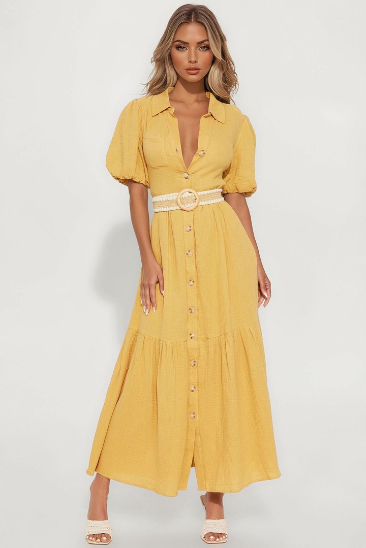 Georgina Maxi Shirt Dress - Mustard