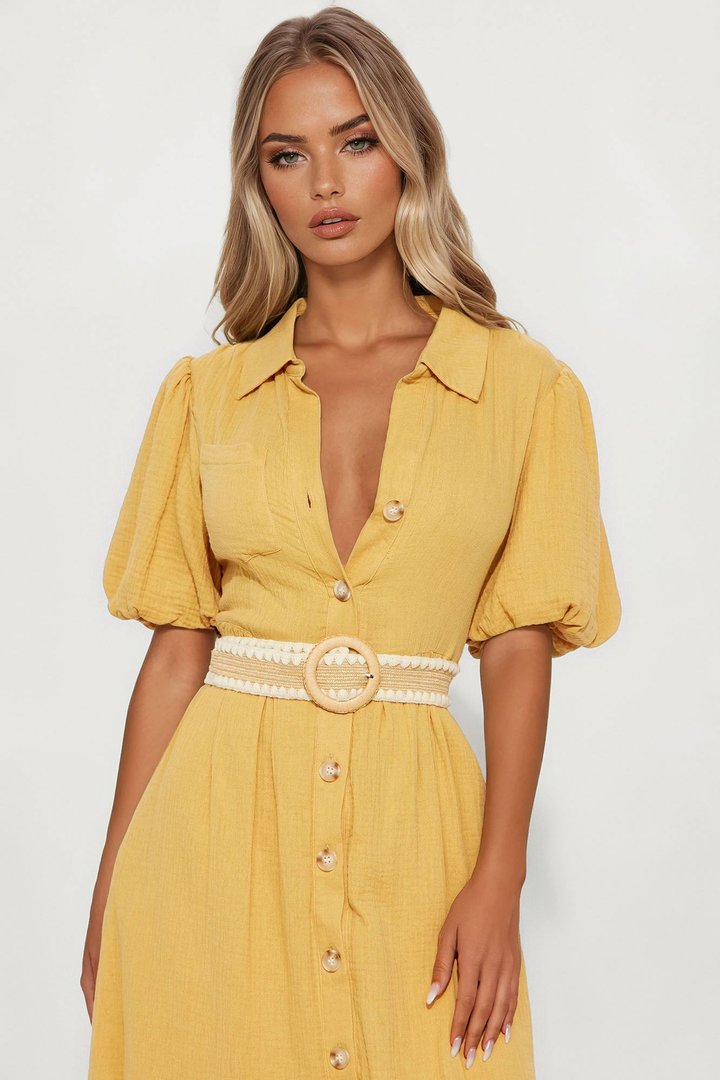 Georgina Maxi Shirt Dress - Mustard
