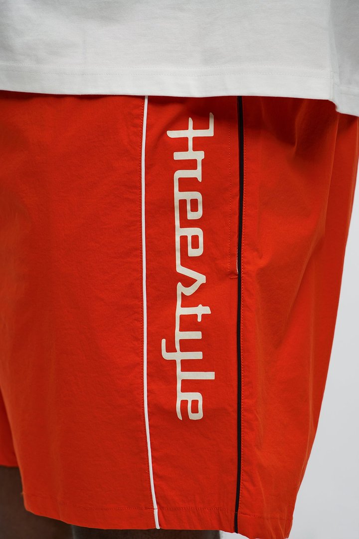 In Between The Lines Swim Trunk 7″ - Red