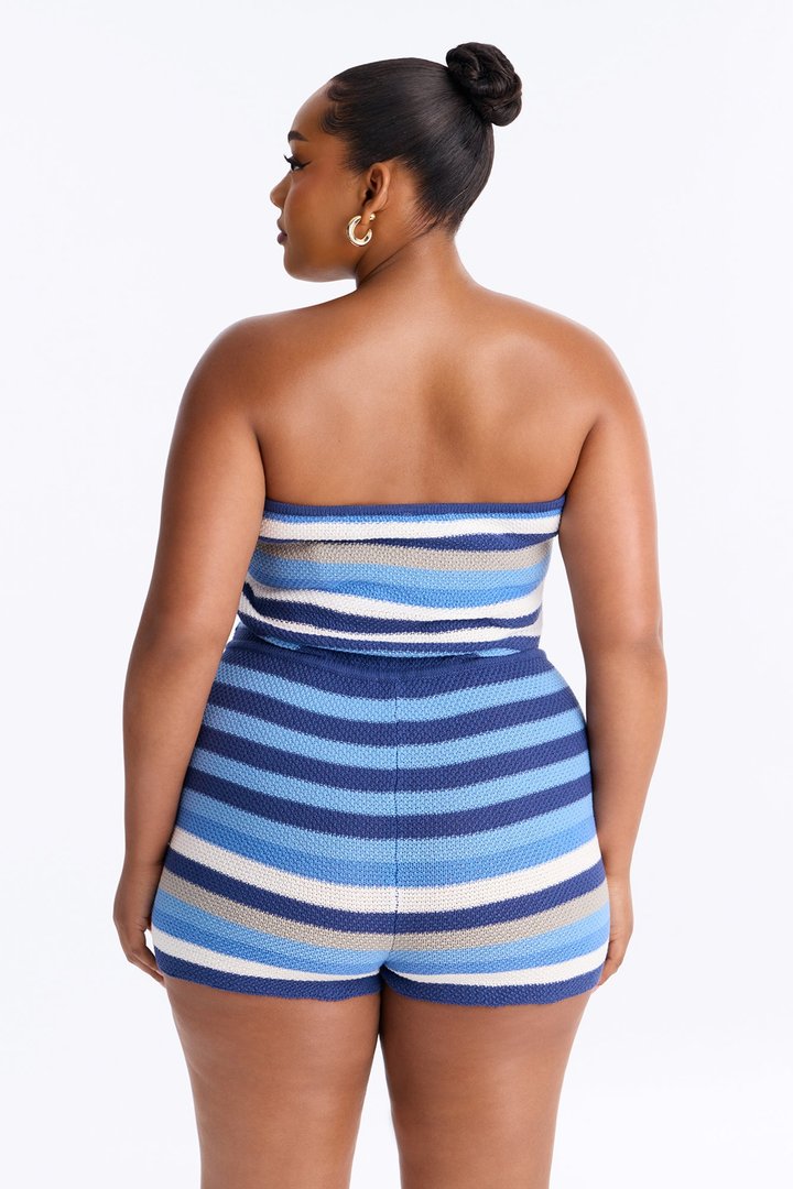 Saltwater Crochet Strapless Romper - Blue