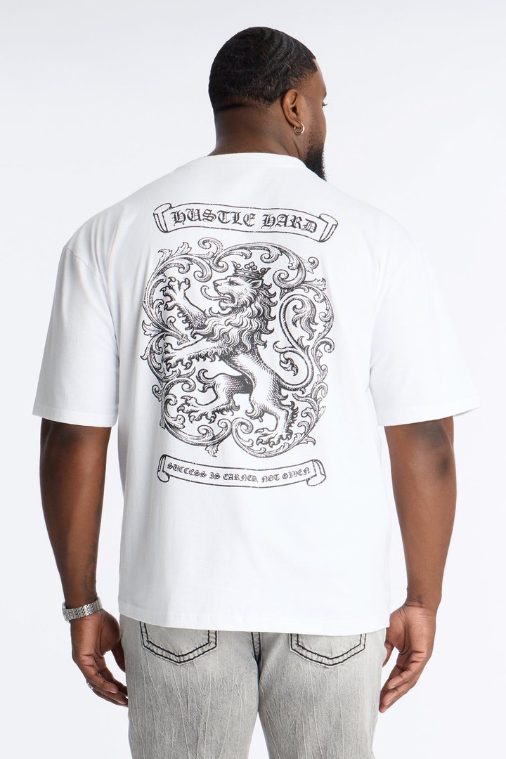 Hustle Hard Boxy Short Sleeve Tee - White