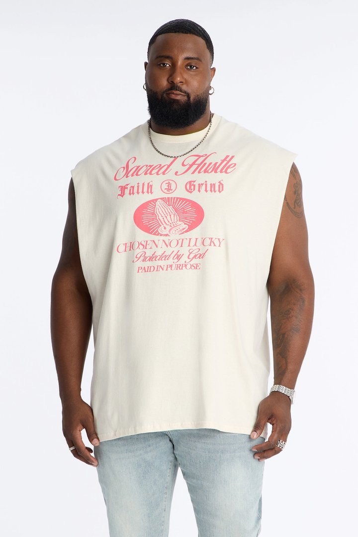 Sacred Hustle Muscle Tee - Cream