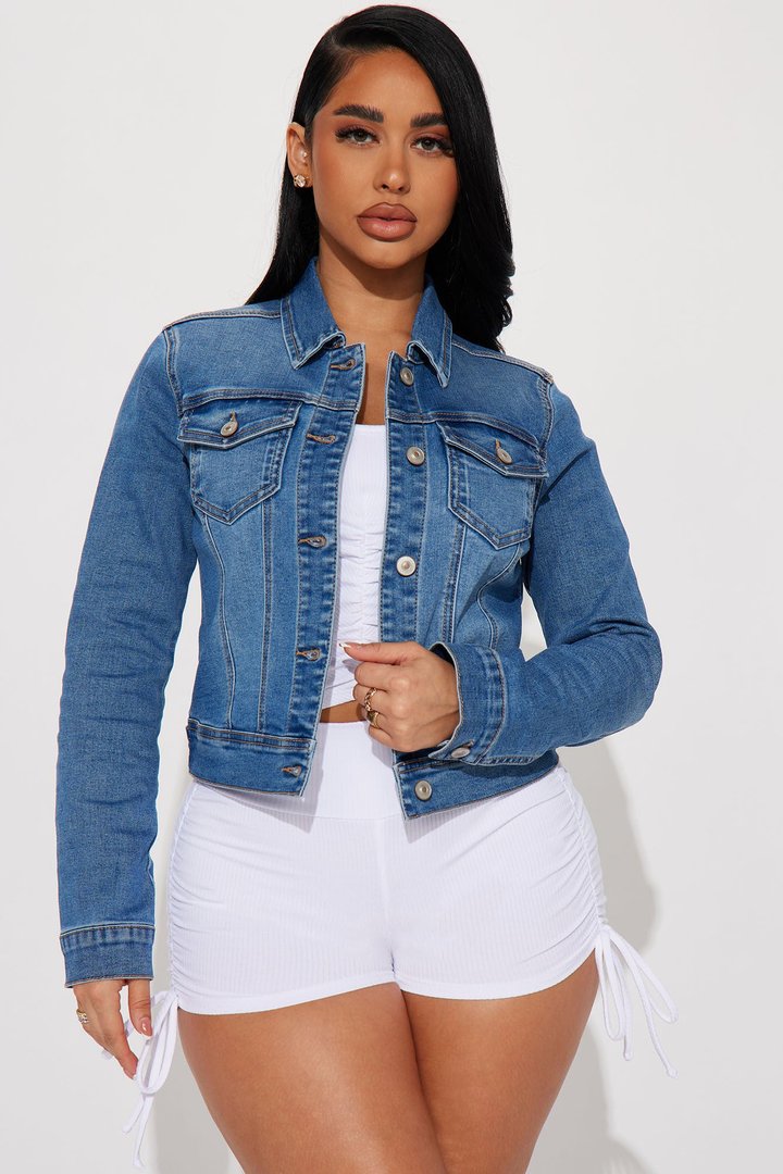 Talking to You Denim Trucker Jacket - Medium Wash
