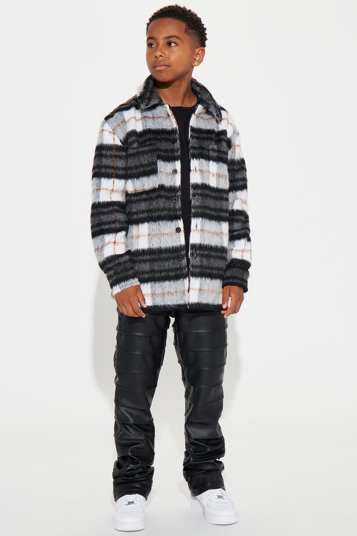Mini Move Up Plaid Shacket - Black/Grey