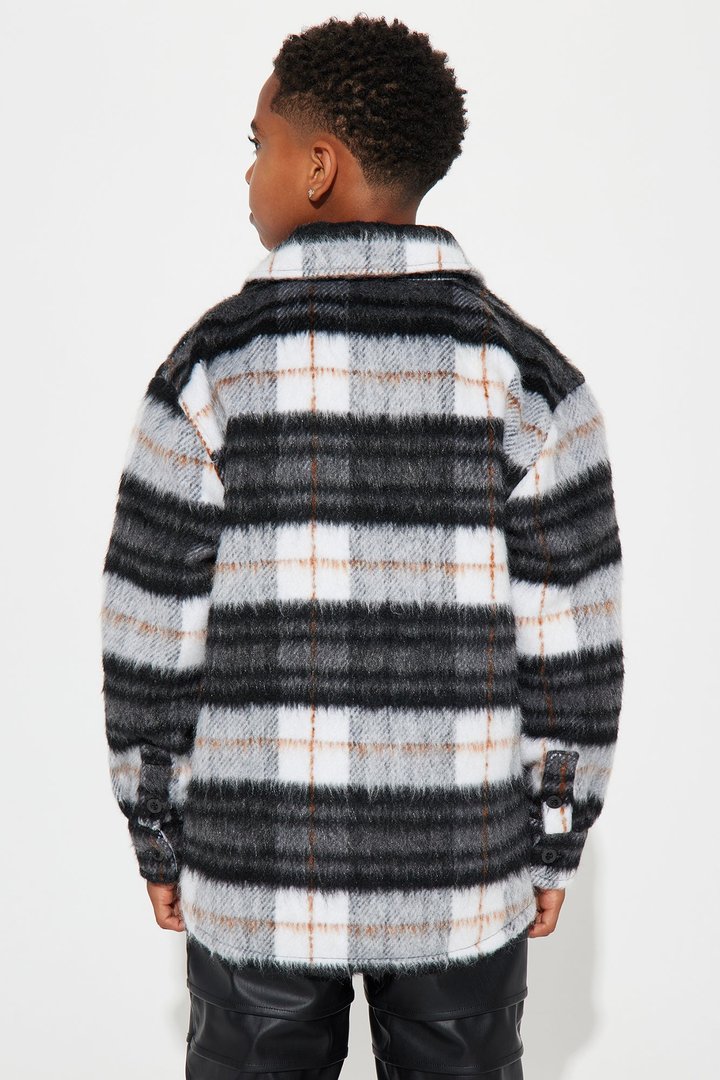 Mini Move Up Plaid Shacket - Black/Grey