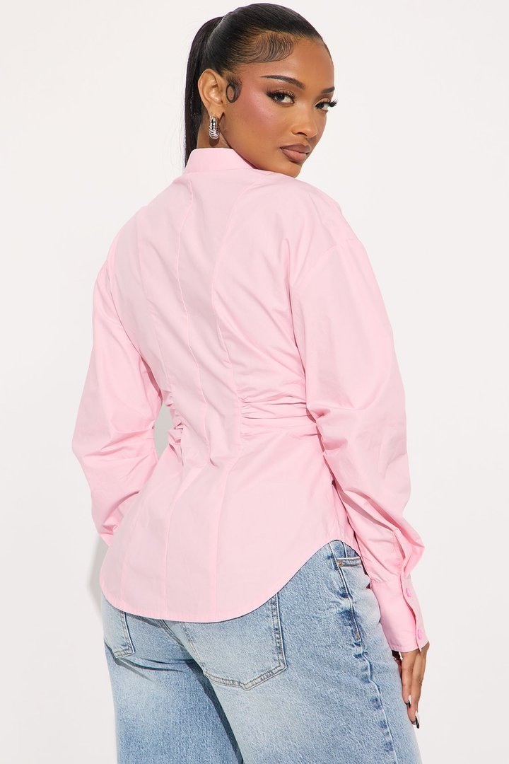 Alaia Poplin Button Up Shirt - Pink