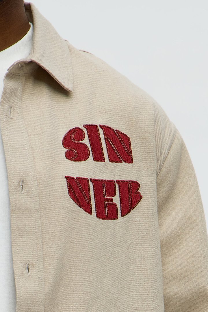 Sinner Cropped Button Up Shirt - Sand