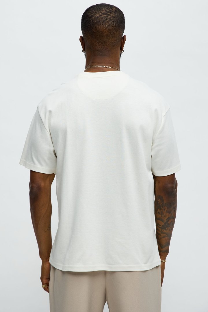 Textured Geometric Short Sleeve Tee - Off White