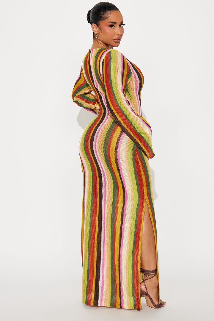 Katy Striped Crochet Maxi Dress - Multi Color