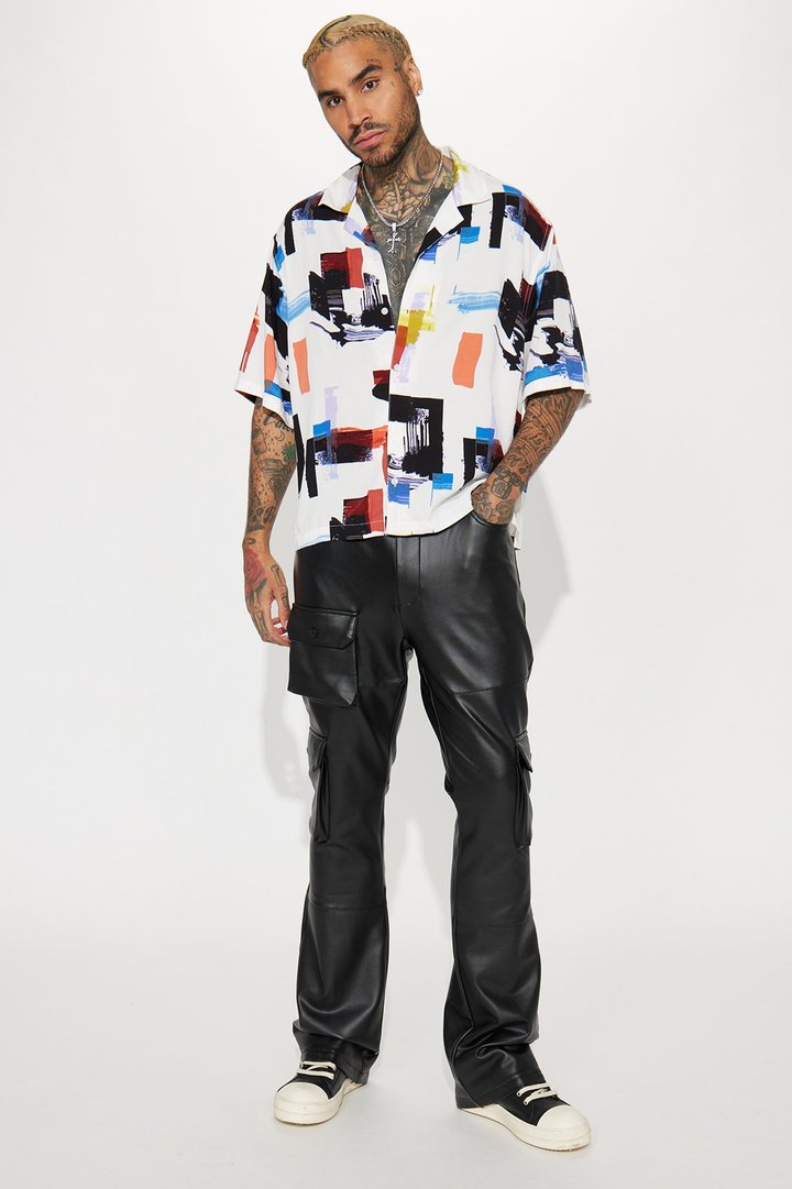 Brush Away Button Up Shirt - White/combo