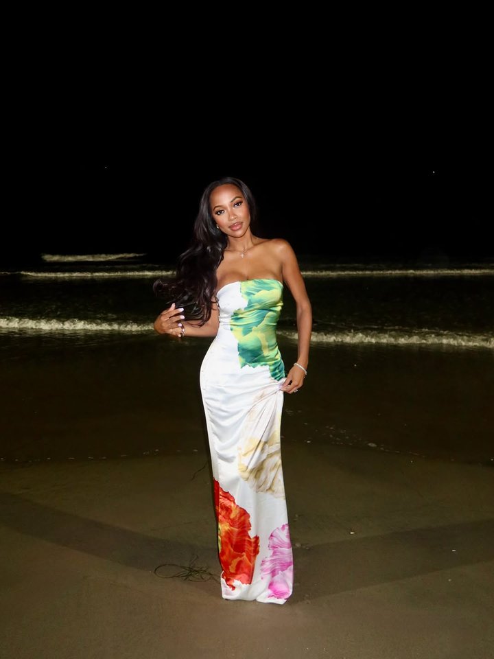 Alana Satin Maxi Dress - White/combo