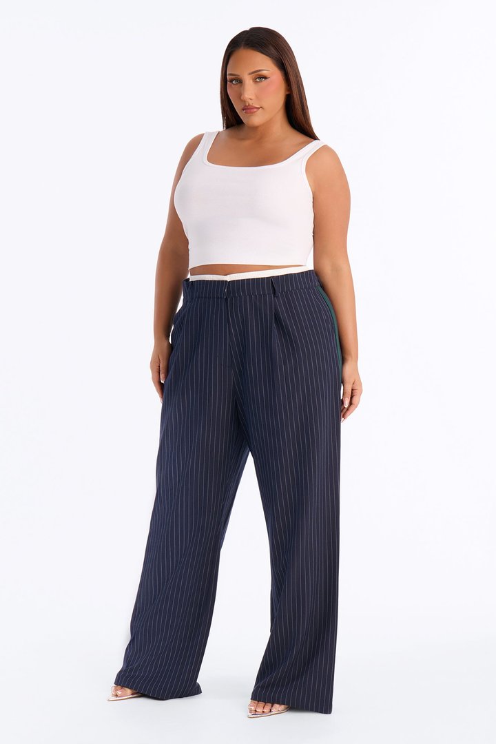 Dedicated To You Double Waistband Trouser - Navy/combo